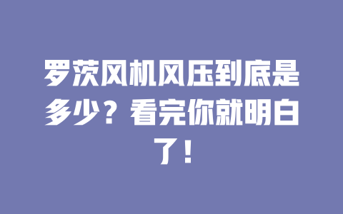 羅茨風機風壓到底是多少？看完你就明白了！ 一