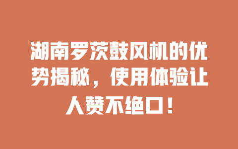 湖南羅茨鼓風(fēng)機(jī)的優(yōu)勢(shì)揭秘，使用體驗(yàn)讓人贊不絕口！ 一