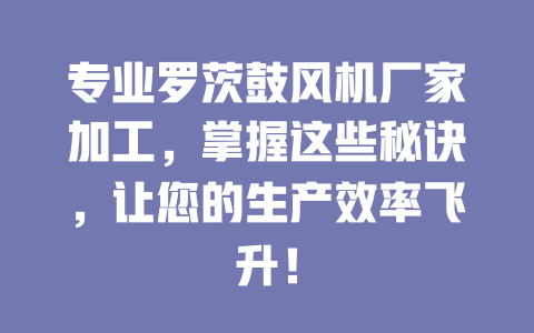 專業(yè)羅茨鼓風(fēng)機(jī)廠家加工,掌握這些秘訣,讓您的生產(chǎn)效率飛升! 一